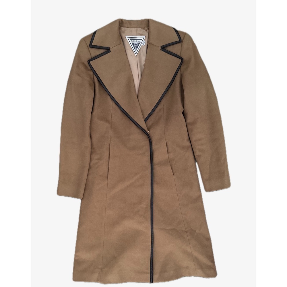 VTG Marvin Richards Winter Trench Coat | Size M | Classic Camel w/ Black Trim